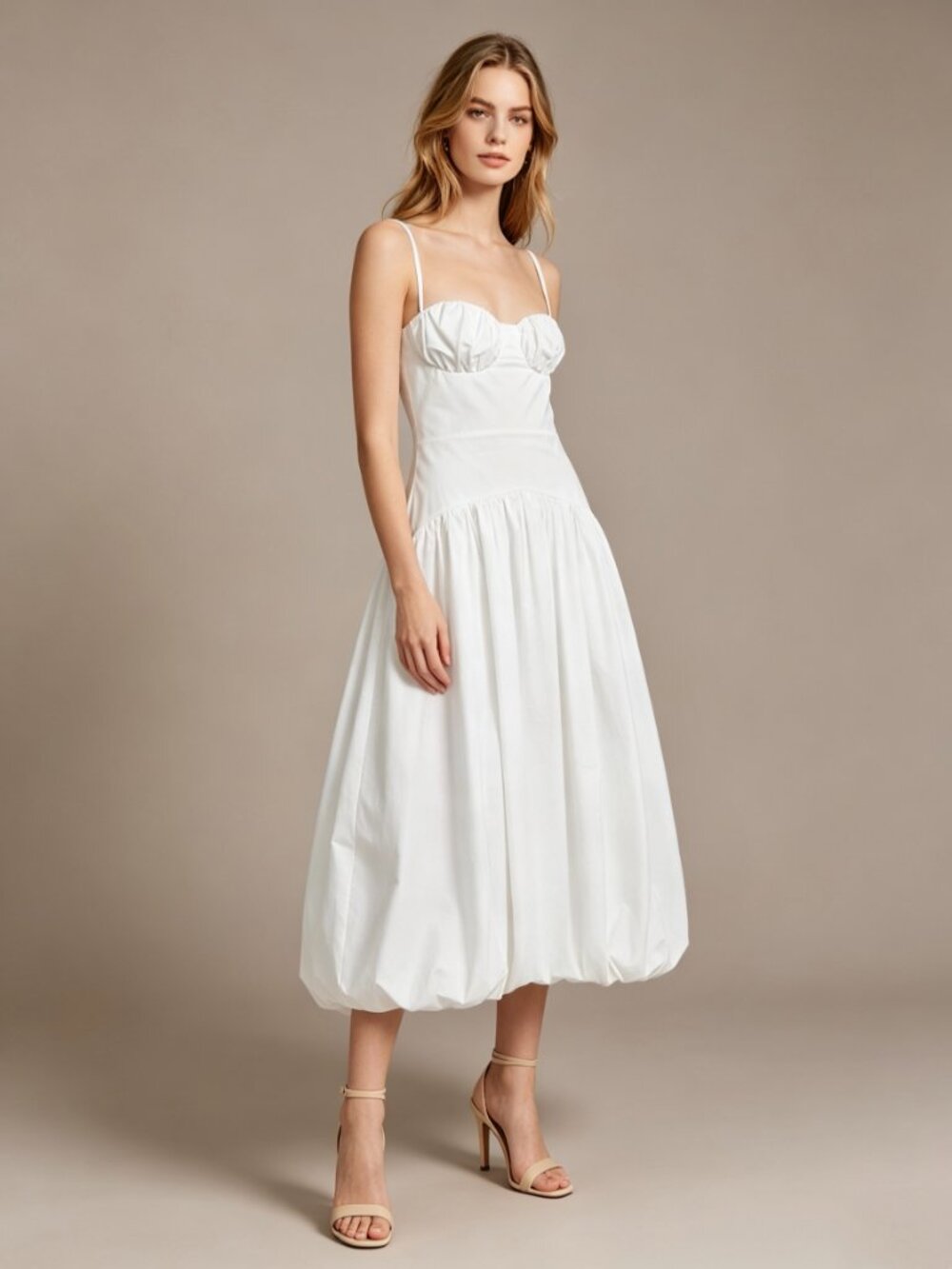NWOT Farm Rio White Bubble Midi Dress Size M 100% Cotton - Picture 1 of 12